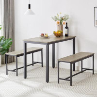 GZMWON Dining Table Set, Bar Table With 2 Dining Benches
