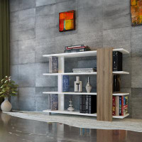 Latitude Run® White & Walnut Bookcase With 7 Open Shelves