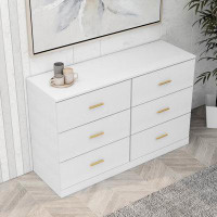 Mercer41 Modern White 6-drawer Dresser For Bedroom - Ample Storage Wide Chest Of Drawers, Sturdy & Safe