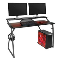Brayden Studio Jativa Battlestation Gaming Desk with Hutch