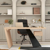 Orren Ellis 63" Solid Wood Office Desk Modern Industrial Writing Desk With One Drawer