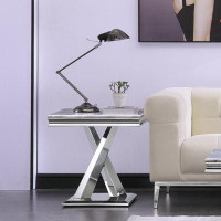 Brayden Studio Silver Square End Table With X Base