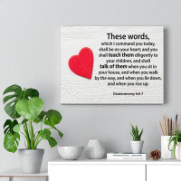 Trinx Scripture Canvas These Words Deuteronomy 6:6-7 Christian Wall Art Bible Verse Print Ready To Hang-3013781