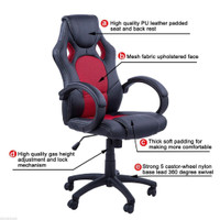 NEW BLACK & RED OFFICE GAMING CHAIR BX3281
