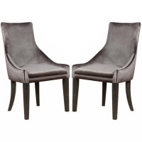 House of Hampton Dining Chair With Nail Head Trim And Ring Pulls, Set Of 2, Grey
