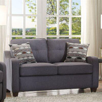 Red Barrel Studio Grey Linen Loveseat With 2 Pillows