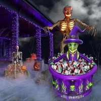 The Holiday Aisle® 43 Inch Halloween Party Decorations Inflatable Cooler, 200+ Cans Witches Cauldron Halloween Party Sup