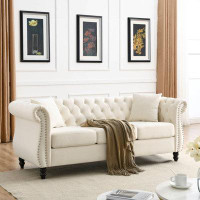 Rosdorf Park Stylish 3-seater + 3-seater Combination Sofa In Beige Velvet Fabric, Perfect For Your Cozy Living Space (mo