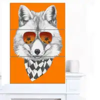 Made in Canada - Design Art 'Fox with Mirror and Sunglasses' 3 Piece Graphic Art on Wrapped Canvas Set