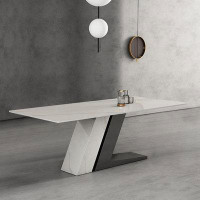 Orren Ellis Light luxury rock plate dining table modern simple high-end rectangular dining table