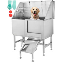 NEW 50 IN STAINLESS STEEL DOG GROOMING TUB PET BATH 523562