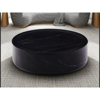 MR 35.43'' Black Marble Round Coffee Table,Simple Modern Centre Cocktail Table WQLY322-W876P154757