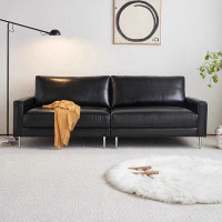 Crafts Design Trade 94.49" Black Genuine Leather+Leather Match Modular Sofa