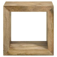 Benjara Beni 22 Inch End Table, Cube Shape, Handcrafted Mango Wood Frame, Brown