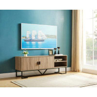 Ebern Designs TV Stand Two Door Cabinet with Two Open Shelves with Metal Legs