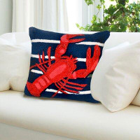 DBK Square_Liora Manne Frontporch Lobster On Stripes Indoor/Outdoor Pillow