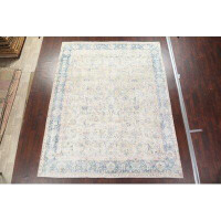 Isabelline Antique Distressed Kerman Persian Design Area Rug Hand-Knotted 9X12