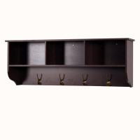 Winston Porter Entryway Wall Mounted Coat Rack With 4 Dual Hooks Living Room Wooden Storage Shelf