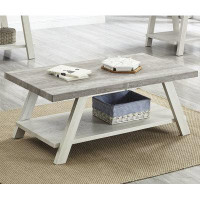 Ebern Designs Contemporary 2-Tone Wood Shelf Coffee Table