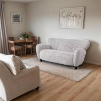 Rosdorf Park Mermaid-type lamb velvet light luxury retro sofa living room room beige gray small