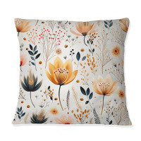 East Urban Home Cottage Elegant Yellow Floral Meadows - Floral Printed Throw Pillow