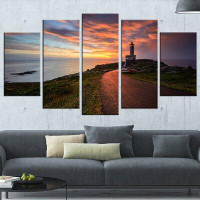Made in Canada - Design Art 'Punta Nariga Lighthouse Spain' 5 Piece Wall Art on Wrapped Canvas Set