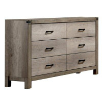 Gracie Oaks 6 Drawer Dresser With Metal Pulls And Block Legs, Light Brown