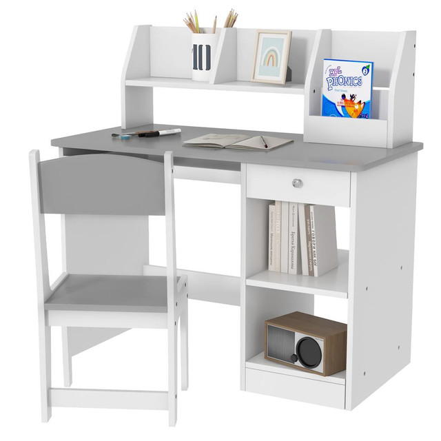 Kids Study Desk with Chair 35.4" x 17.7" x 35.4" Grey in Toys & Games - Image 2