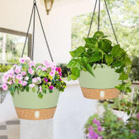 Latitude Run® 2 Pack Hanging Planters Set,10 Inch Indoor Outdoor Hanging Plant Pot Basket