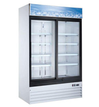 2 sliding doors cooler, on casters, brand new, 45 cubic feet.