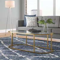 Wade Logan Rosemont 48"  Glass And Steel Coffee Table