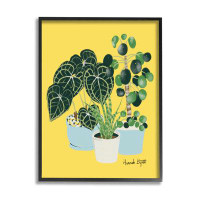 Stupell Industries House Plants On Yellow On Wood by Hannah Graphic Art