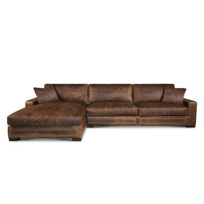 Eleanor Rigby Downtown Cowboy 139" Wide Genuine Leather Sofa & Chaise in Couches & Futons