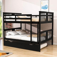 Harriet Bee Full-Over-Full Wood Bunk Bed With Trundle And Ladder