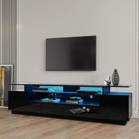 Ebern Designs Minimalist design TV Stand with LED light and a storage Drawer, for living room
