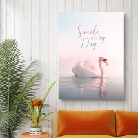 Trinx Swan Canvas Wall Art Pink Bird Framed Oil Painting Stretched And Framed Artsy Romantic Wall Paintings Girlfriend G