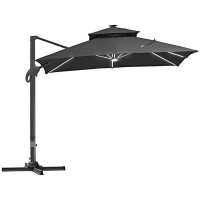 Orren Ellis 10FT Cantilever Patio Umbrella with Solar LED Lights
