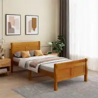 Red Barrel Studio Wood Platform Bed Twin Bed Frame Mattress Foundation Sleigh Bed With Headboard/Footboard/Wood Slat Sup