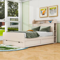 Latitude Run® Full 1 Drawer Wood Platform Bed with Shelves and Headboard