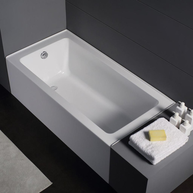 Combo- Zen Builder 60x30 or 66x32 White Acrylic Alcove Tub w 6mm Reversible Tempered Glass Shield (Left/Right Drain) JBQ in Plumbing, Sinks, Toilets & Showers - Image 2