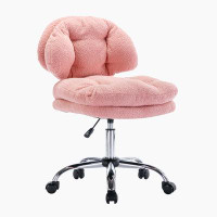 Ebern Designs Makeup Pink Home Office Chair Bling Desk, Nail Desk for Women,Vanity Chair