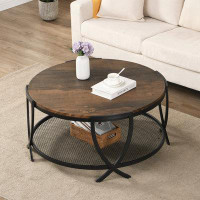 Zipcode Design™ Aumiller 34" Round Coffee Table with Open Storage and Cross Metal Legs