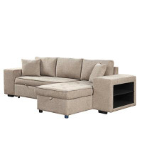 Latitude Run® Modern L-Shape Reversible Sectional Sofa with Storage Chaise and 2 Stools