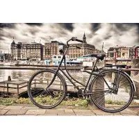 Made in Canada - Design Art 'Bike Over Bridge in Amsterdam' 4 Piece Wrapped Canvas Graphic Art Set on Canvas