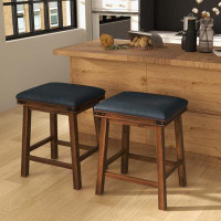 Gracie Oaks Gracie Oaks 30'' Dining Bar Stool Set Of 2 Pub Height Padded Seat Wood Frame Kitchen Brown