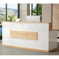 Ebern Designs Mass 63" Rectangular Laminate Reception Desk with Pedestal