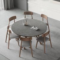 POWER HUT Solid Wood Rock Plate Dining Table Chair Wabi-Sabi Home Matte Italian Minimalist Round Dining Table Chair Comb