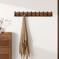 17 Stories Coat Rack Wall Mounted - 38.3'' Long, 16'' Hole To Hole, With 10 Triple Hooks,Brown