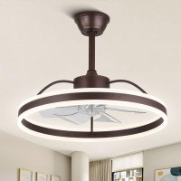 Wrought Studio 24 Inch Modern Smart Ceiling Fan With Light And APP Control, 6 Wind Speeds Dimmable LED Ceiling Lights, F
