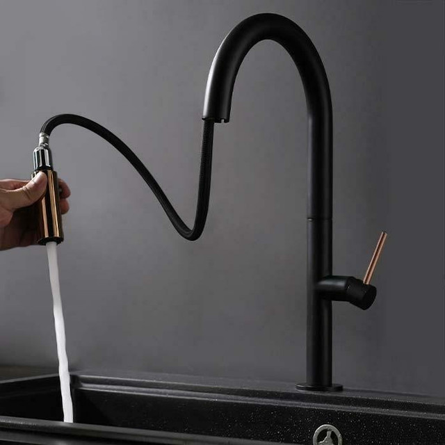 Kitchen Faucets , A Simple Touch or Non Touch - Pull Out Black &amp; Gold Single Handle One Hole ( 16.93/43cm ) in Plumbing, Sinks, Toilets & Showers - Image 3